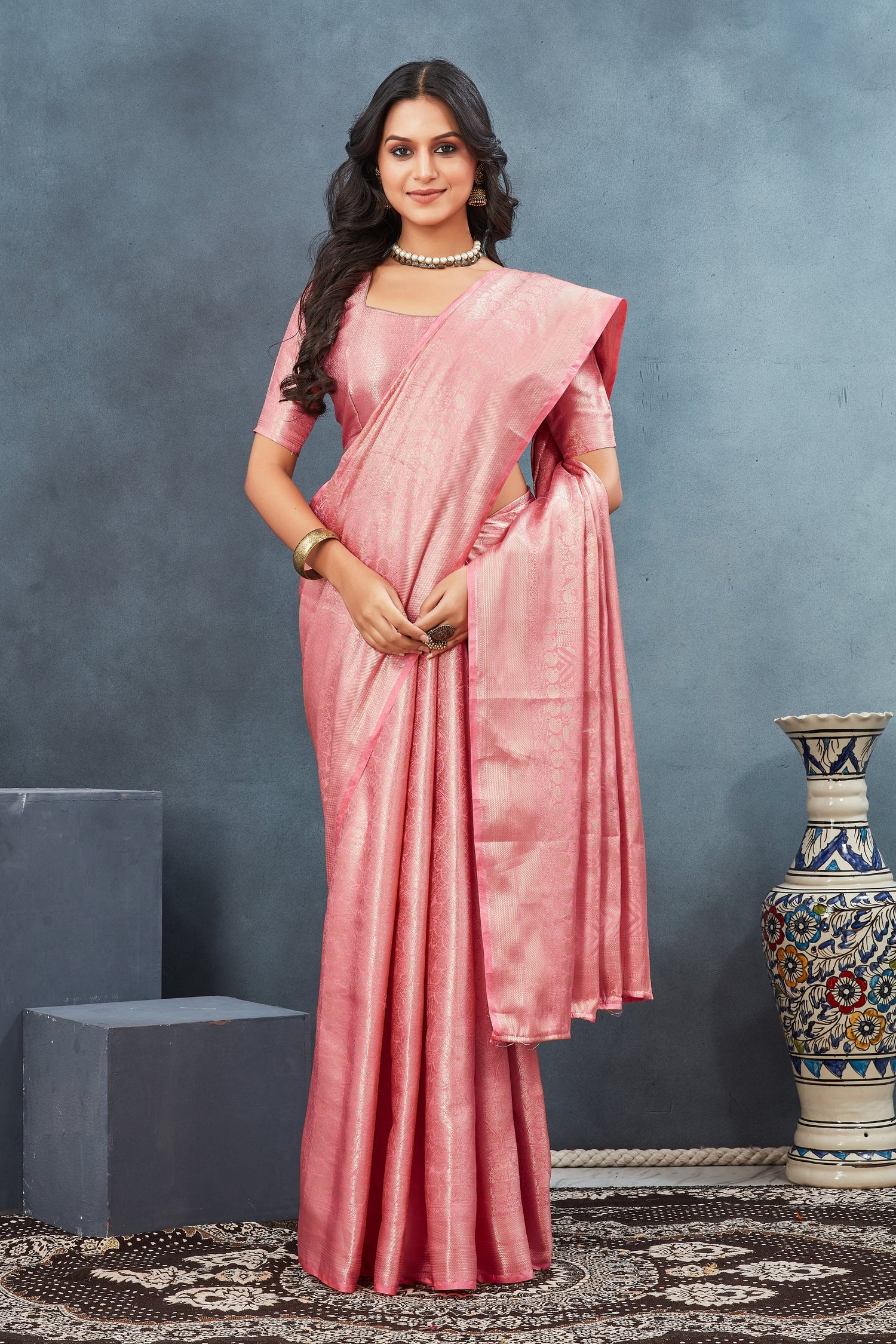 Peach Printed Pattu Saree Pure Soft Art Silk Designer Function Wear