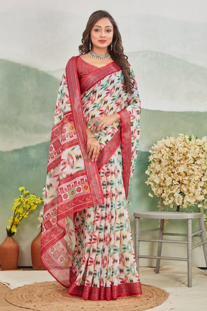 Pure Linen Saree For Every Occasion in Pink