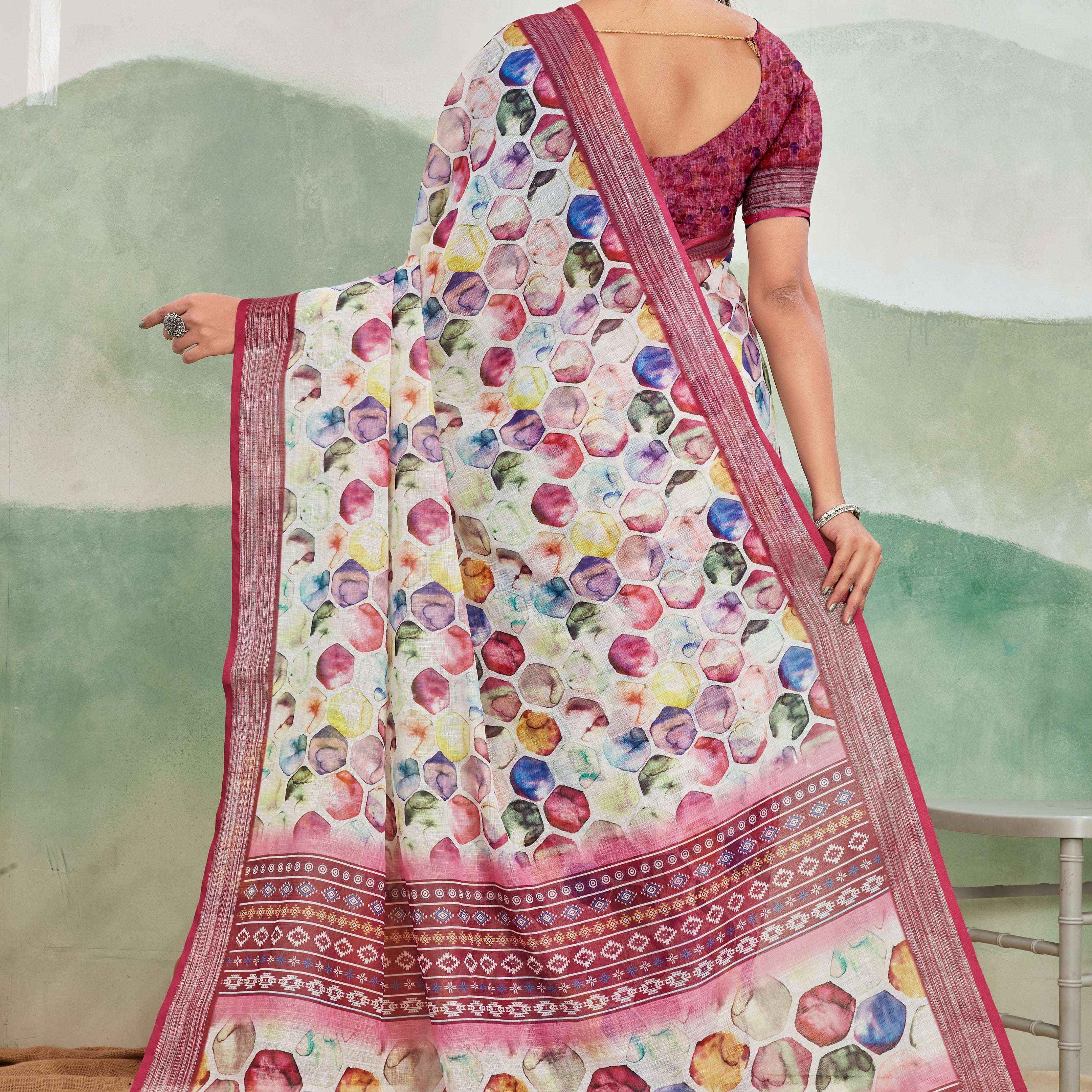 Pure Linen Saree For Every Occasion in Pink