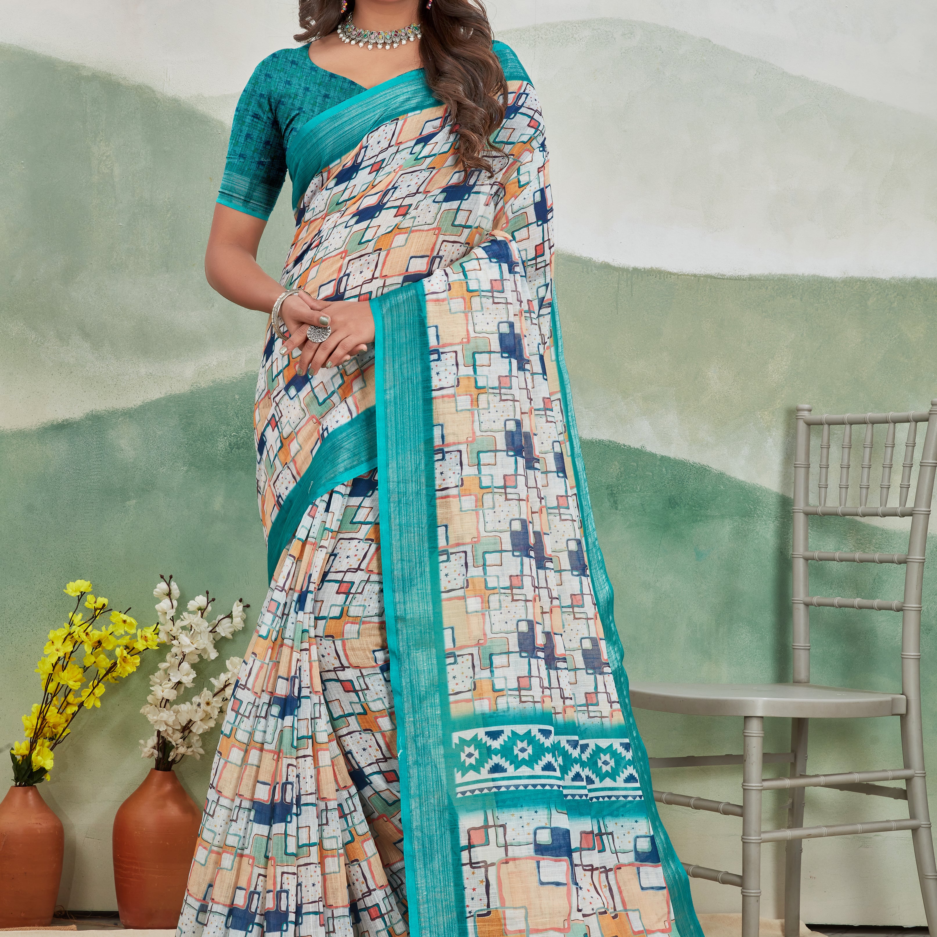 Pure Linen Saree For Every Occasion in Rama