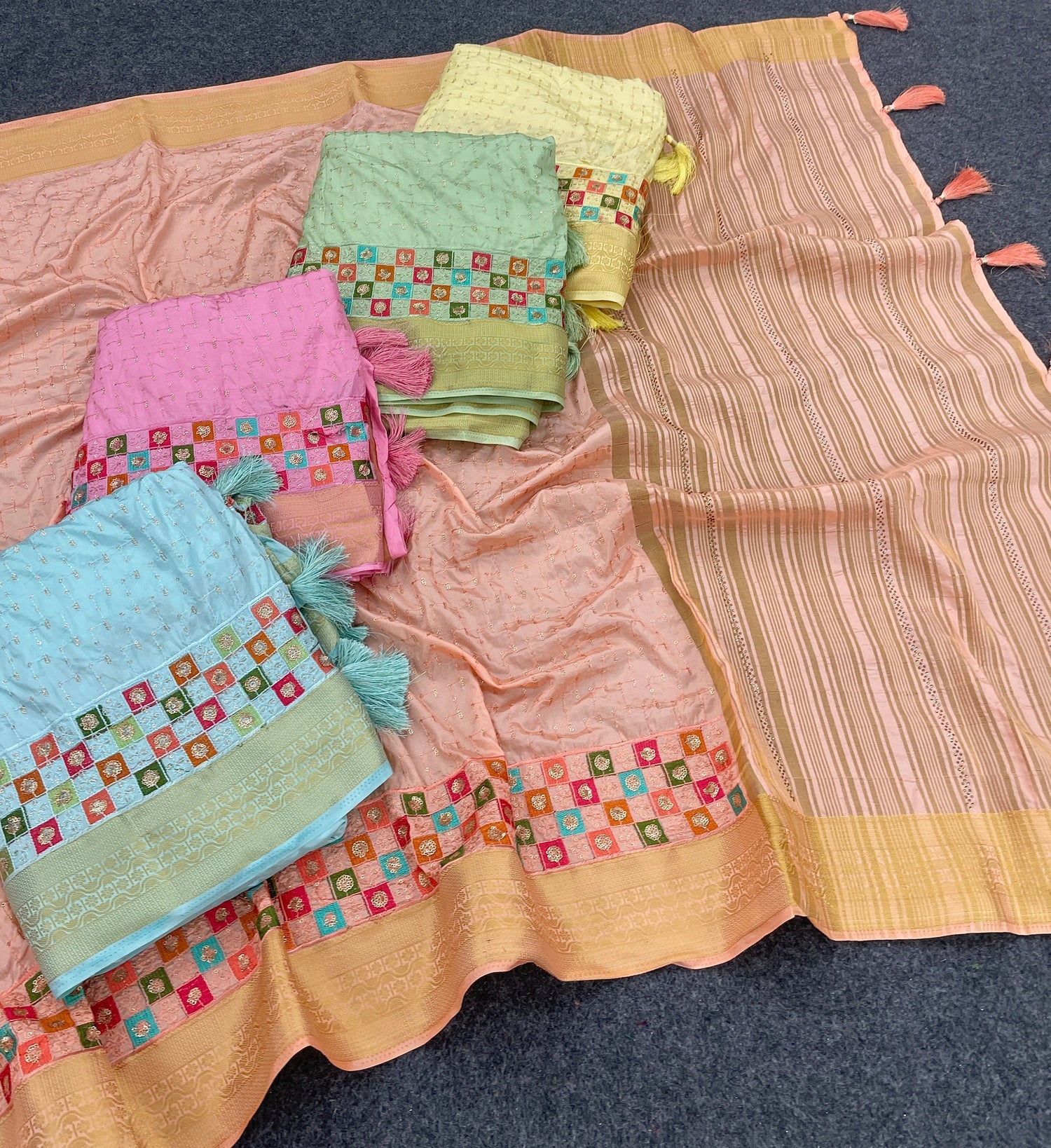 Pink Indian Ethnic Saree In Soft Silk Fashionable Embroidered Design