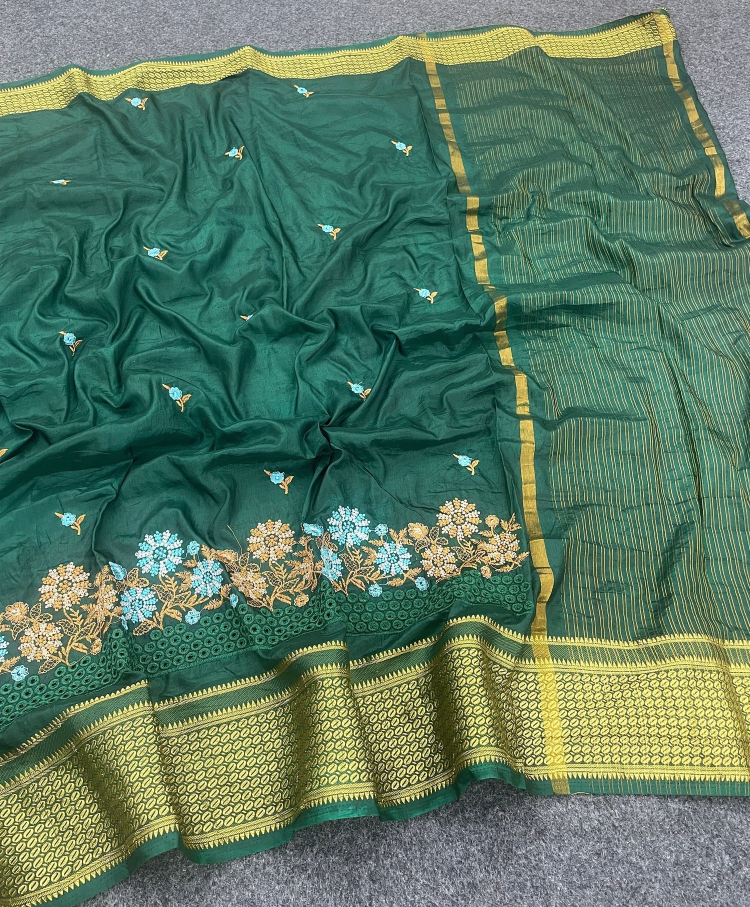 Black Embroidered Saree In Soft Silk Festive Traditional Style