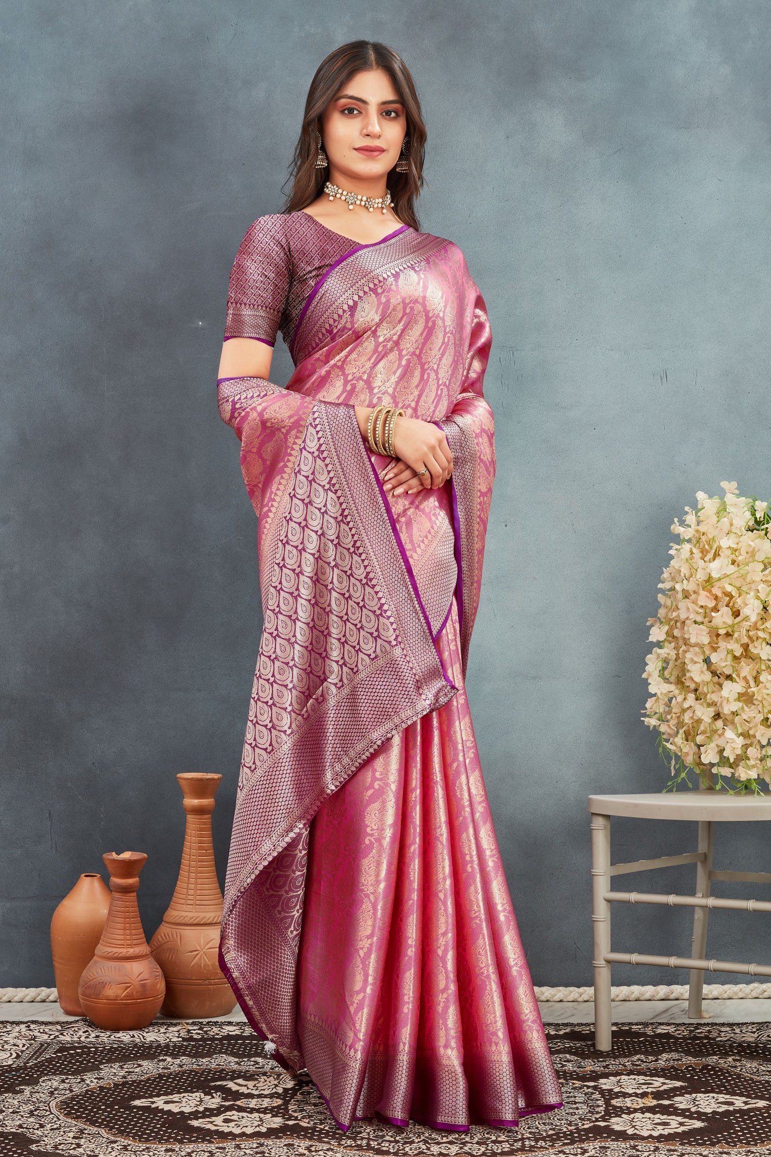 Cultural Indian Wedding Saree In Mysore Brocade Silk With Zari And Stylish Blouse