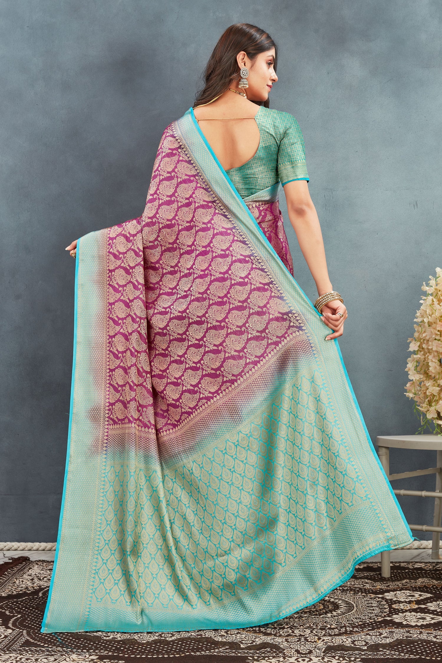 Handwoven Zari Brocade Mysore Silk Saree With Modern Blouse Piece For Functions