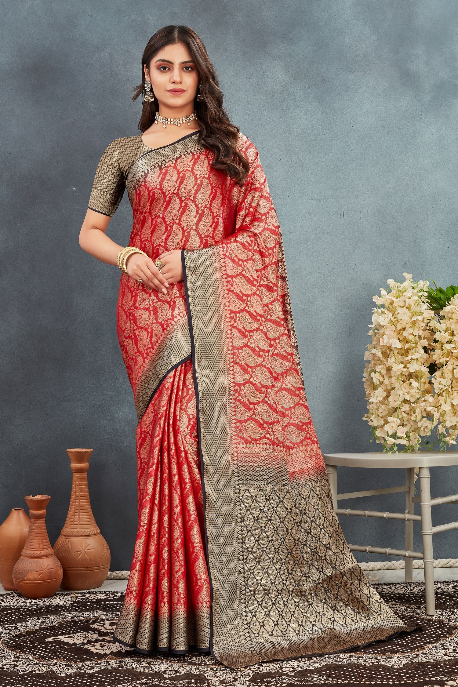 Luxurious Mysore Brocade Saree With Zari Detailing Perfect For Indian Ceremonies