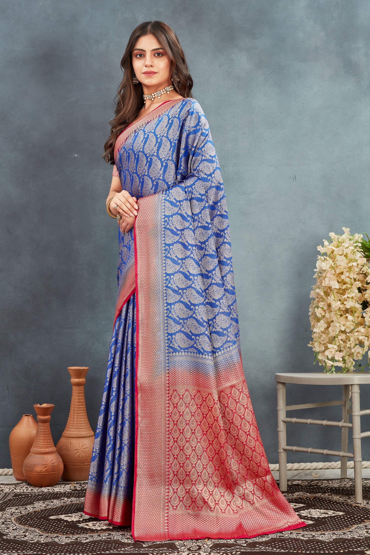 Authentic Mysore Silk Zari Weaving Saree With Contemporary Blouse Material