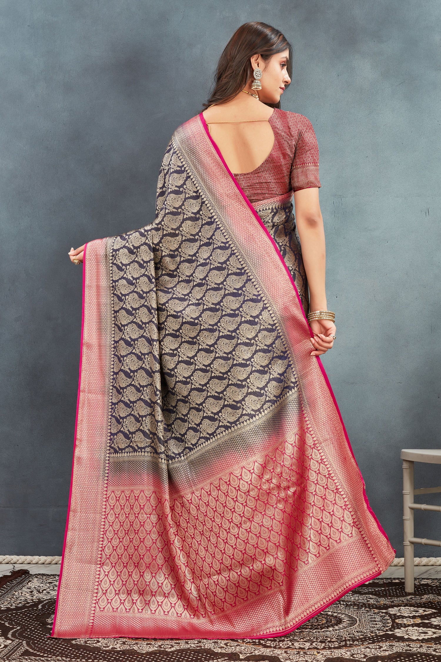 Indian Bridal Saree In Mysore Brocade Silk With Zari Weaving And Trendy Blouse Material