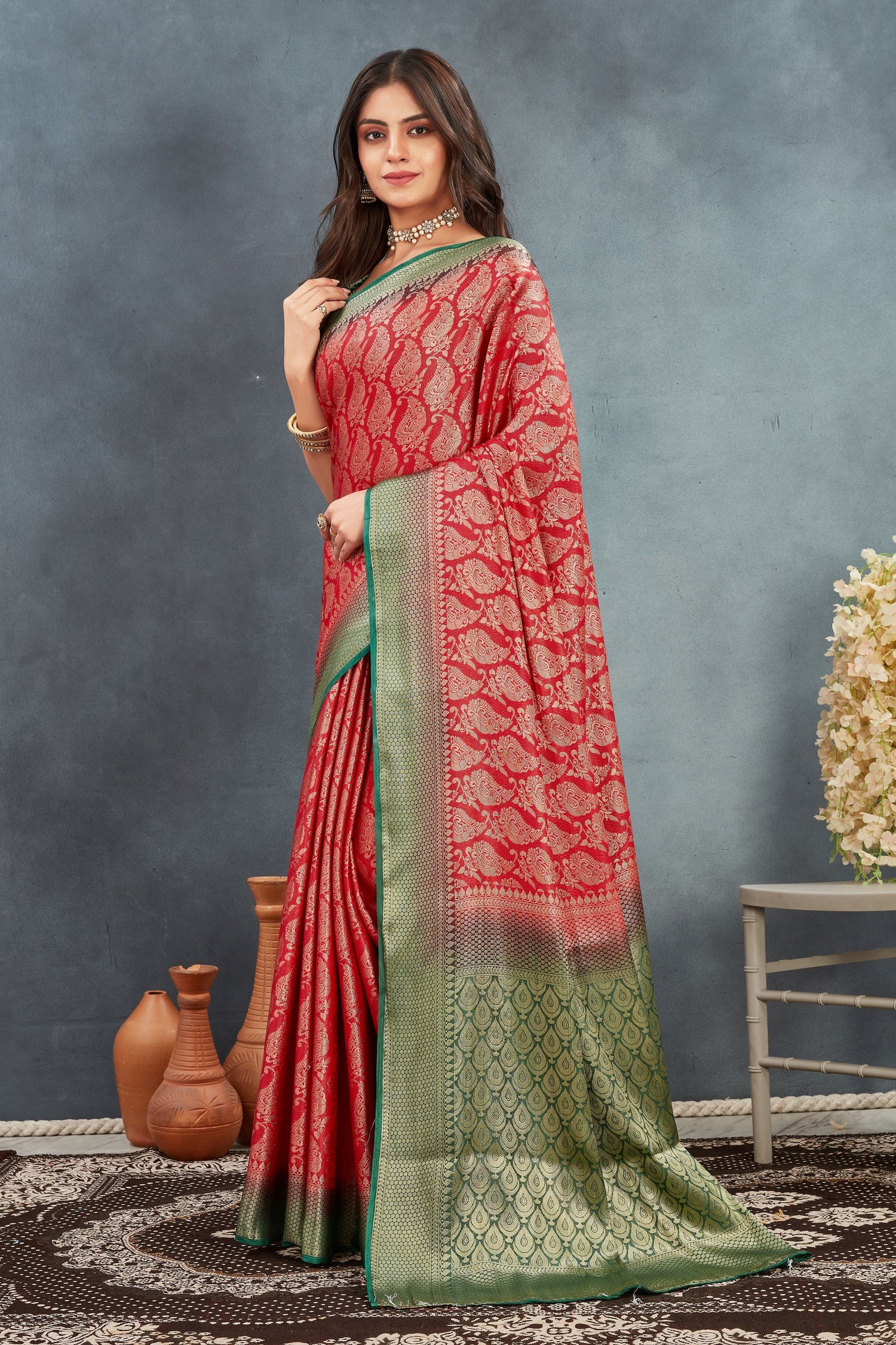 Traditional Mysore Brocade Silk Zari Saree For Indian Weddings With Stylish Blouse Fabric