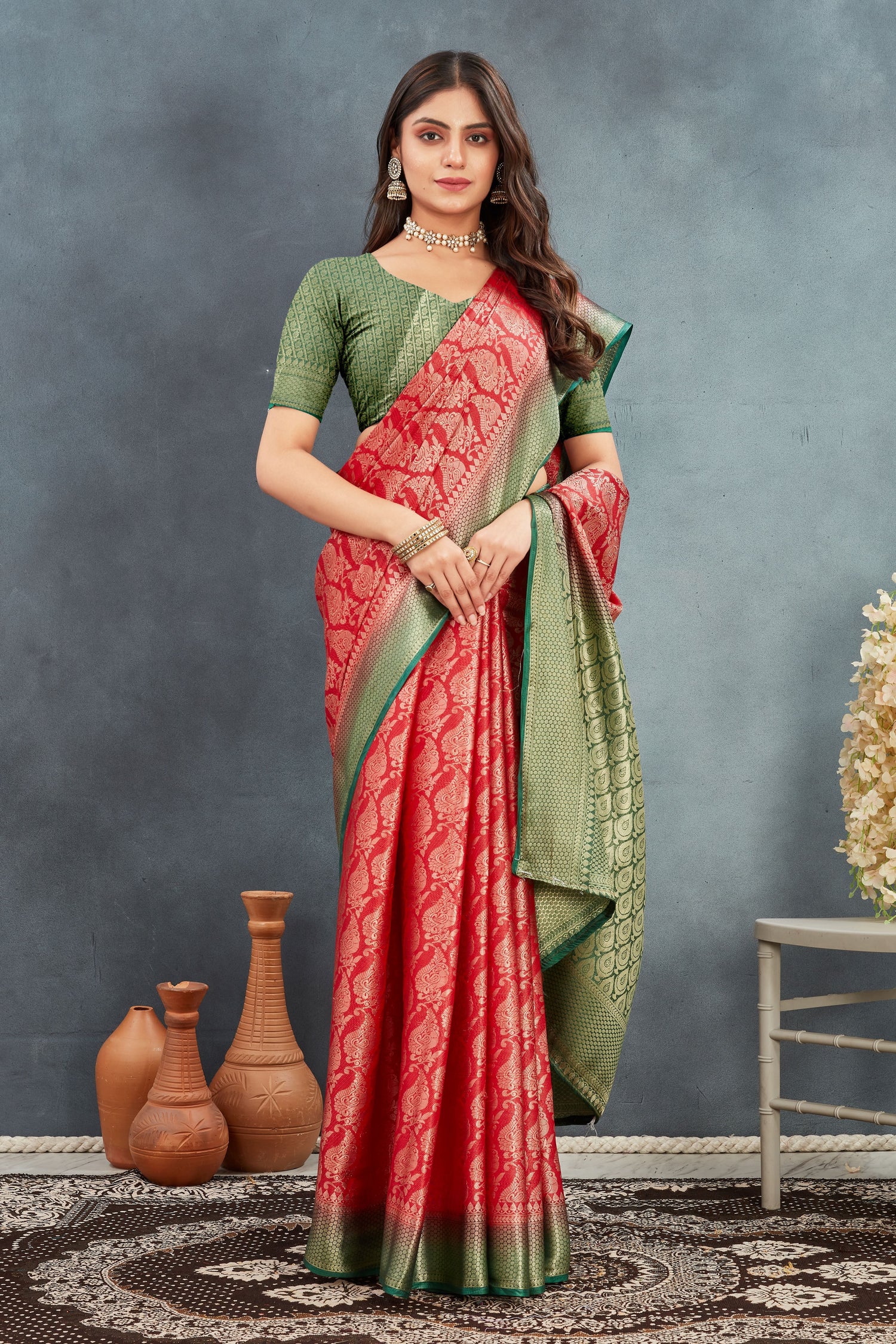 Traditional Mysore Brocade Silk Zari Saree For Indian Weddings With Stylish Blouse Fabric