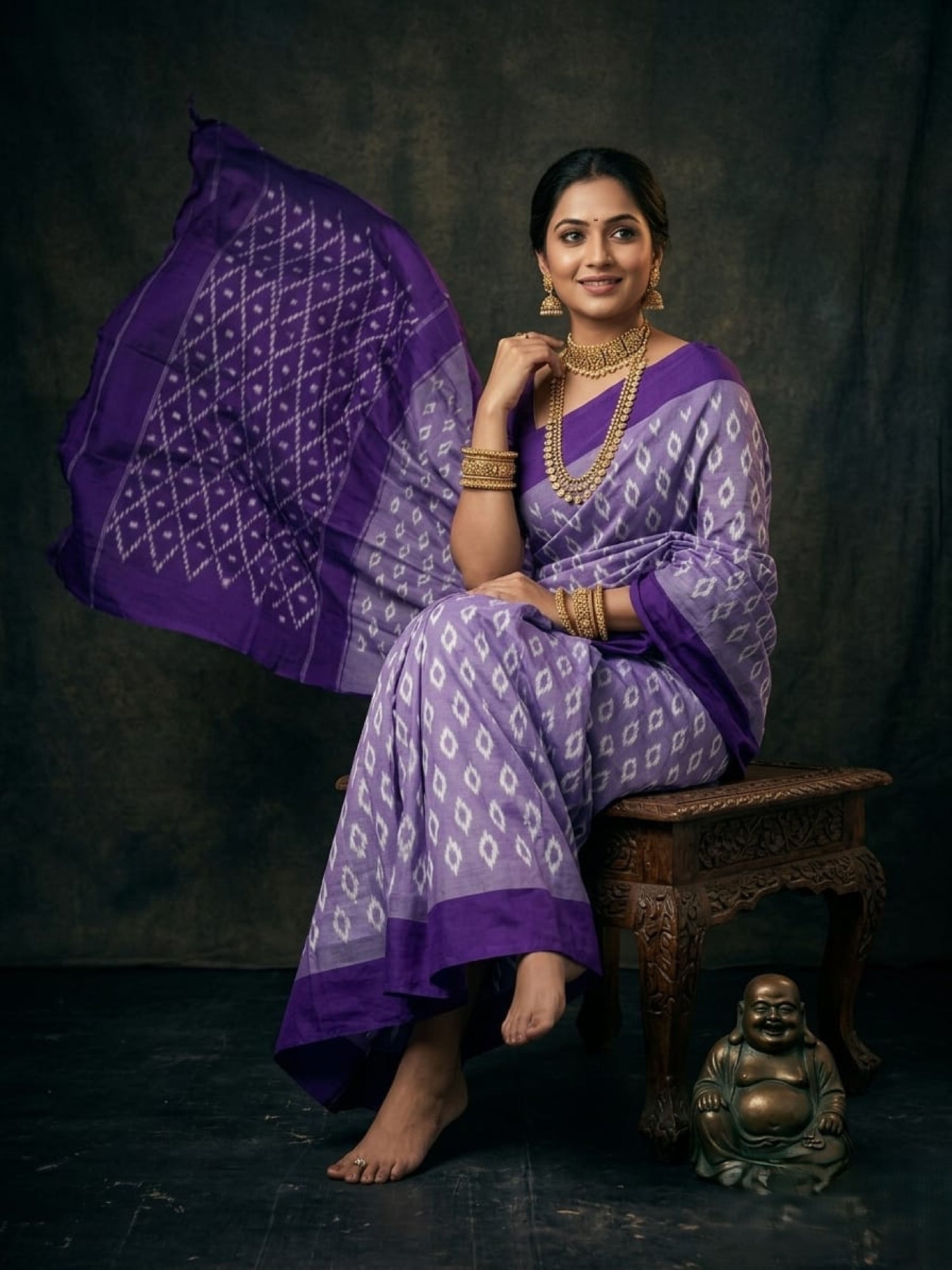 Lavender Purple Barista Soft Silks Saree with Rich Geometric Woven Pallu
