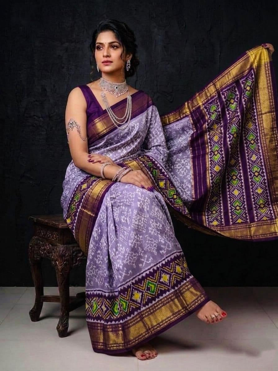 Lavender Purple Wedding Special Handloom Kotha Silk Saree