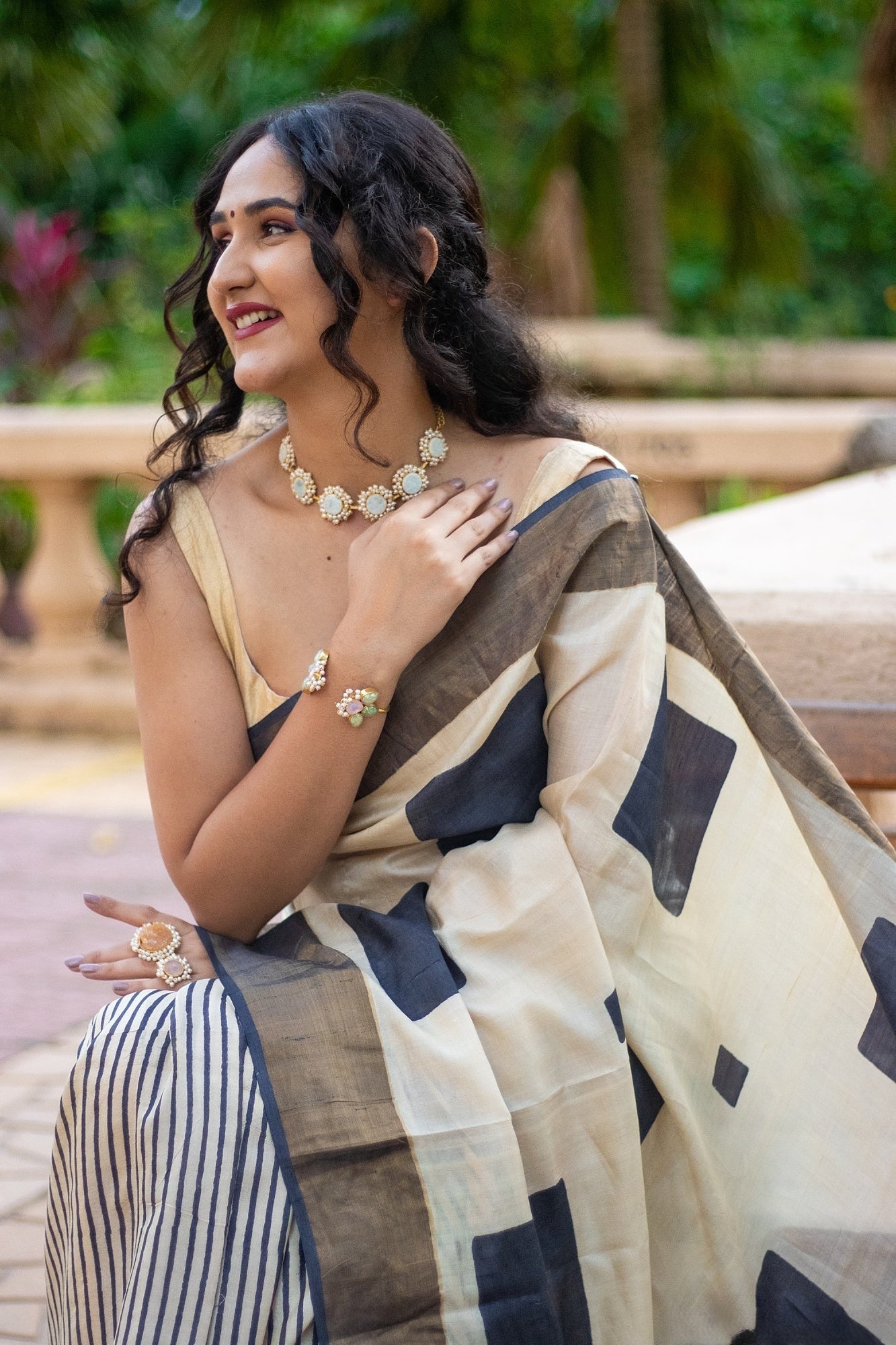 Elegant Kalamkari Printed Tussar Silk Saree for Women Includes Stylish Blouse