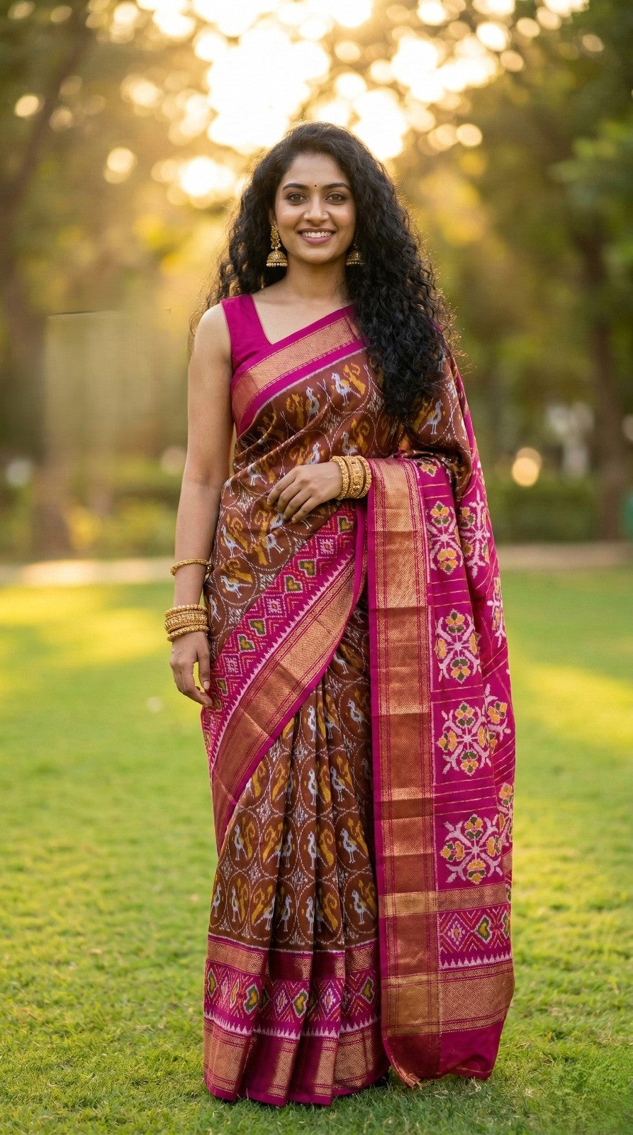 Maroon Bentex Handloom Silk Saree with Pink Rich Weaving and Festive Look