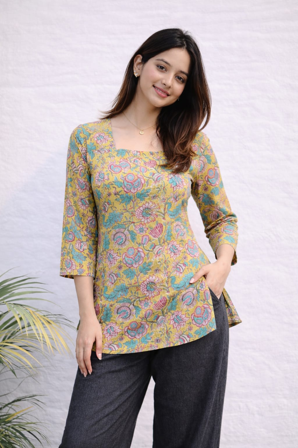 Multicolor Floral Printed Short Kurti for Women | Light Cotton Fabric | Boho Style Top
