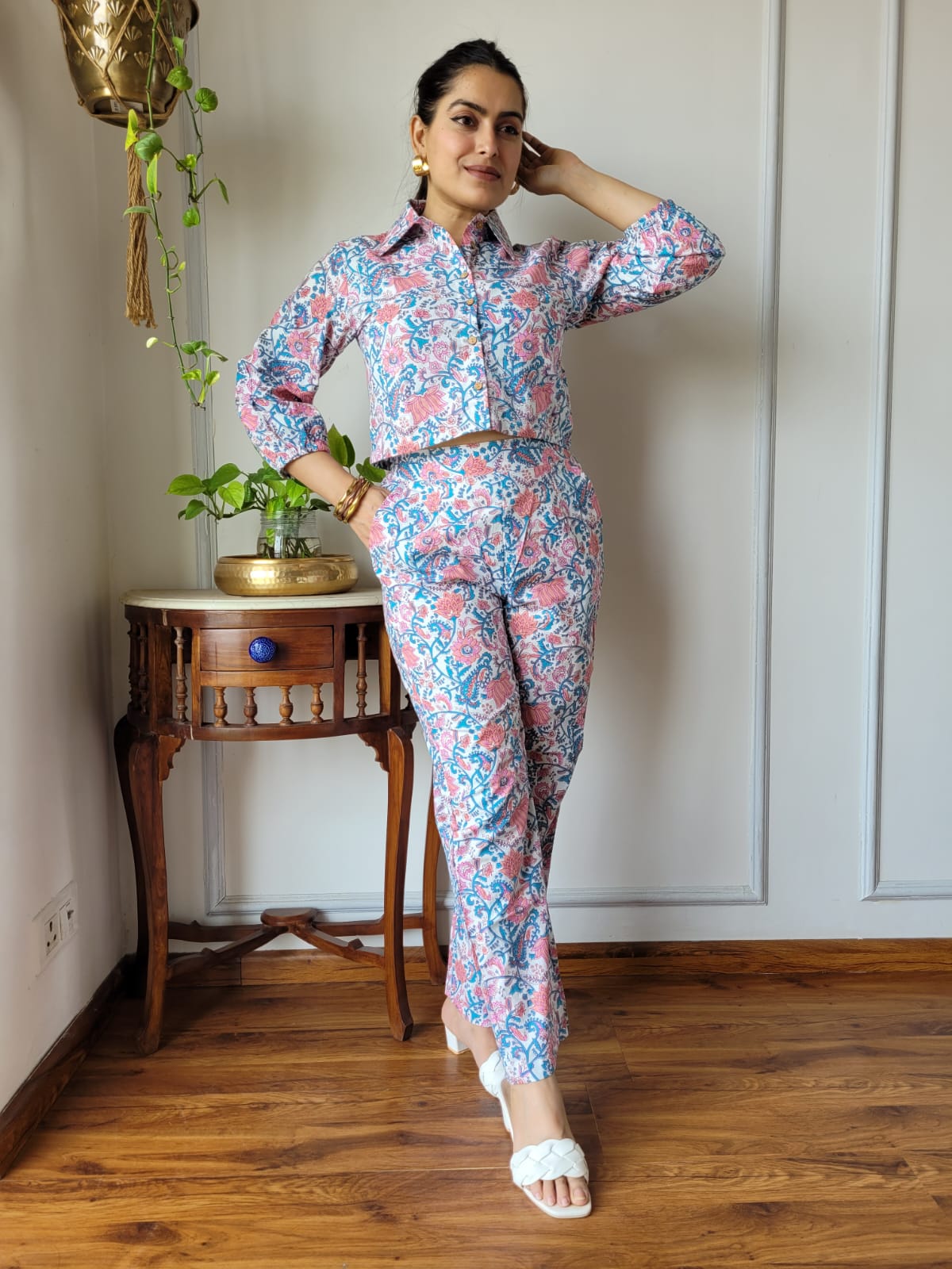 Mustard Yellow Pure Cotton Hand Block Print Ethnic Co-ord Set