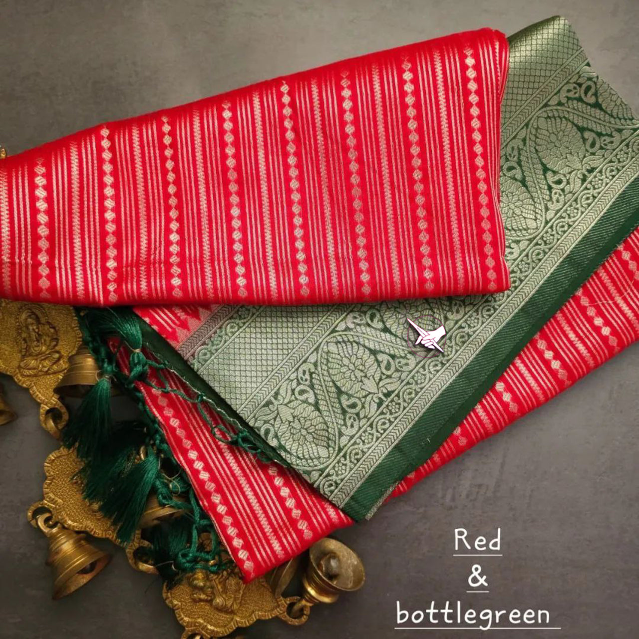 Soft Pure Georgette Saree In Red Handloom Craft Blouse Material