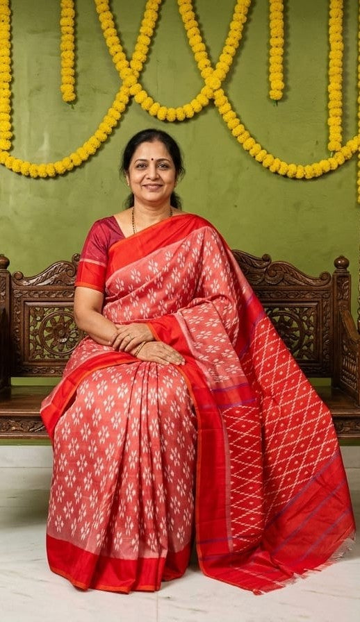 Peach Pink Barista Soft Silks Saree with Red Elegant Designer Weaving