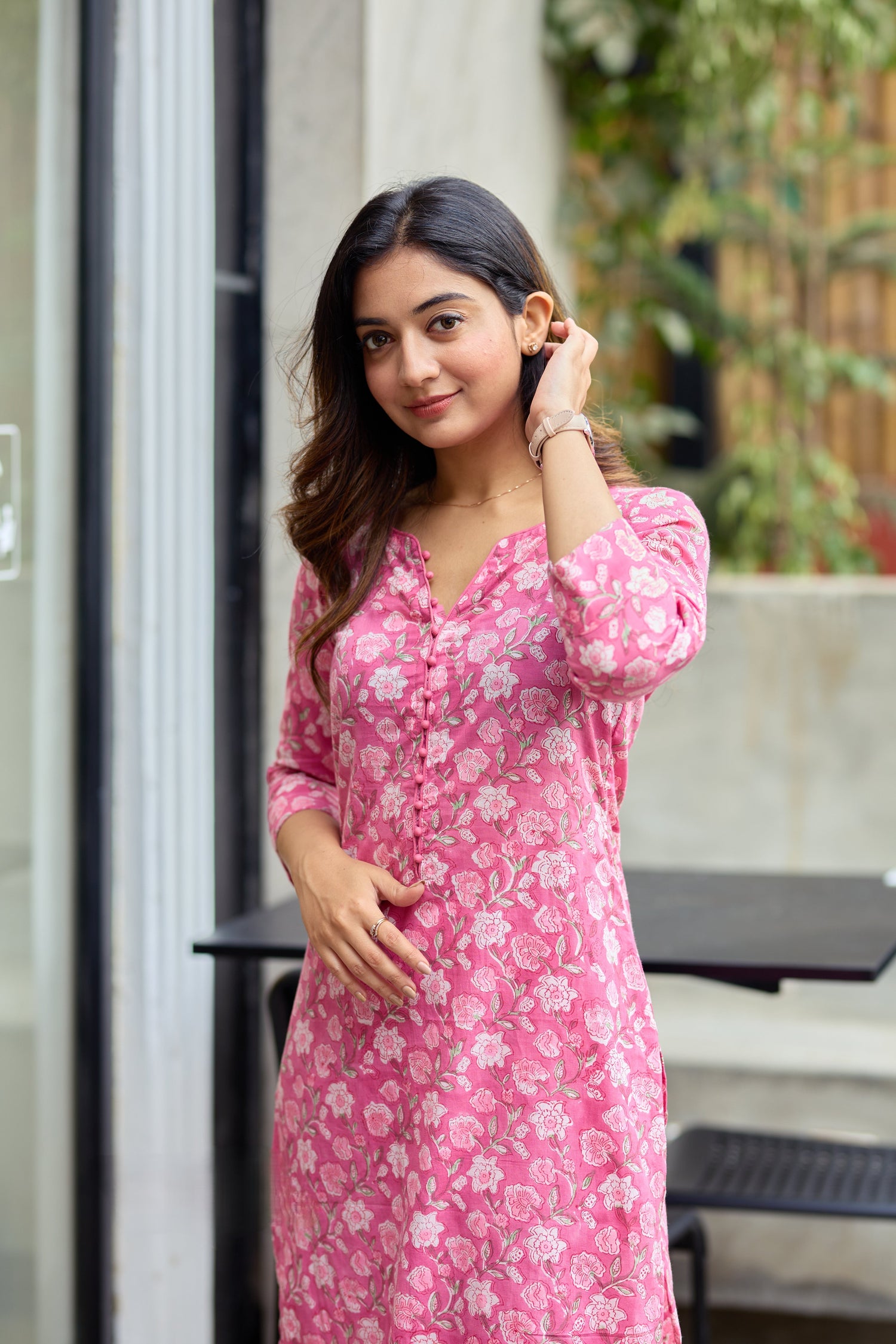 Pink Printed Cotton Co-ord Set | Casual Wear | Top & Bottom Set
