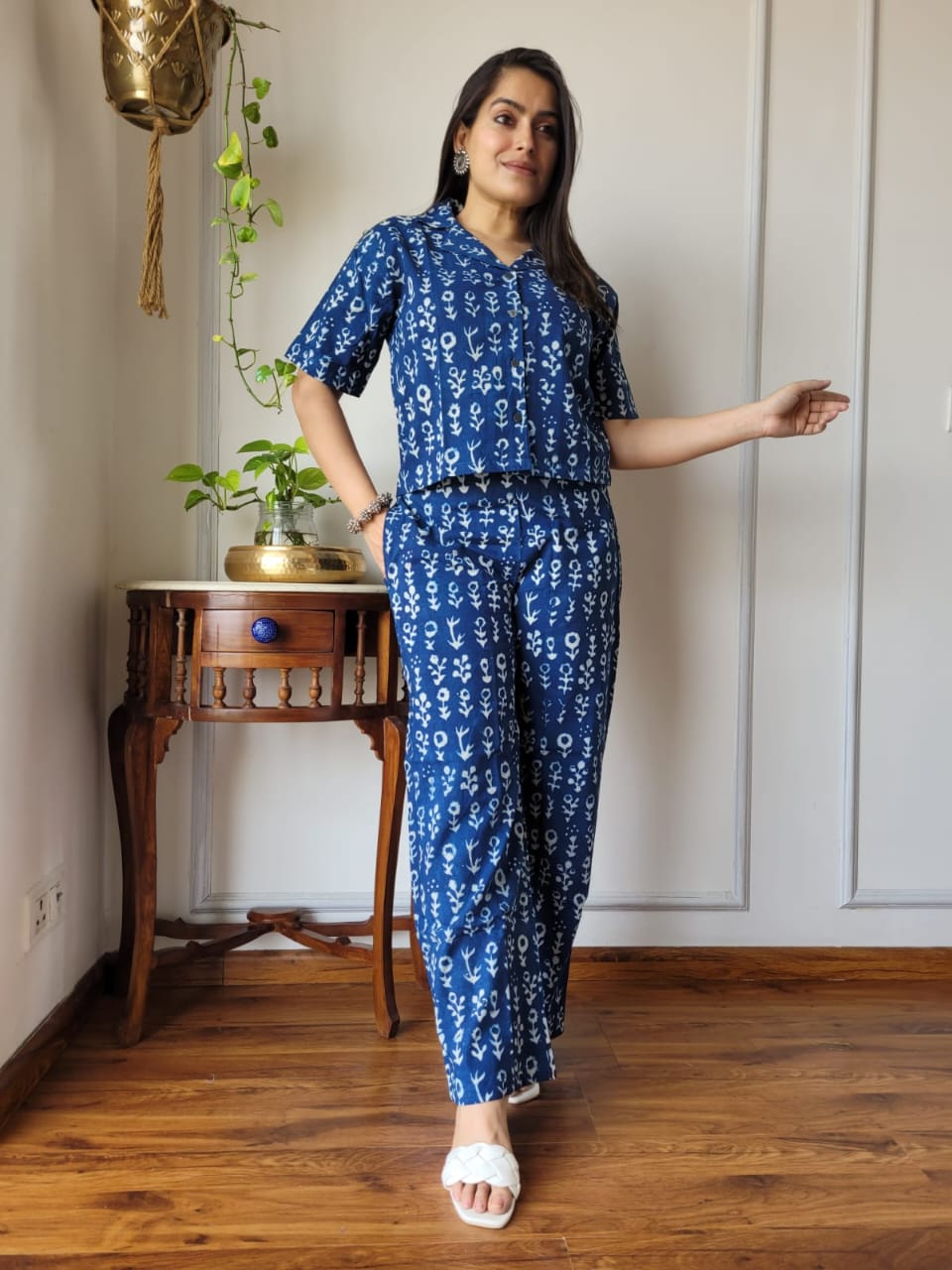 Women’s Pure Cotton Hand Block Print Crop Top Co-ord Set