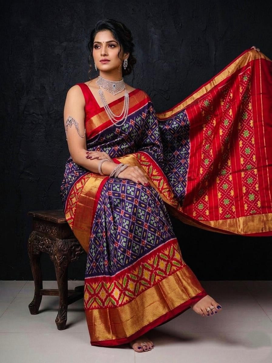 Purple Pink Designer Rich Pallu Handloom Kotha Silk Saree