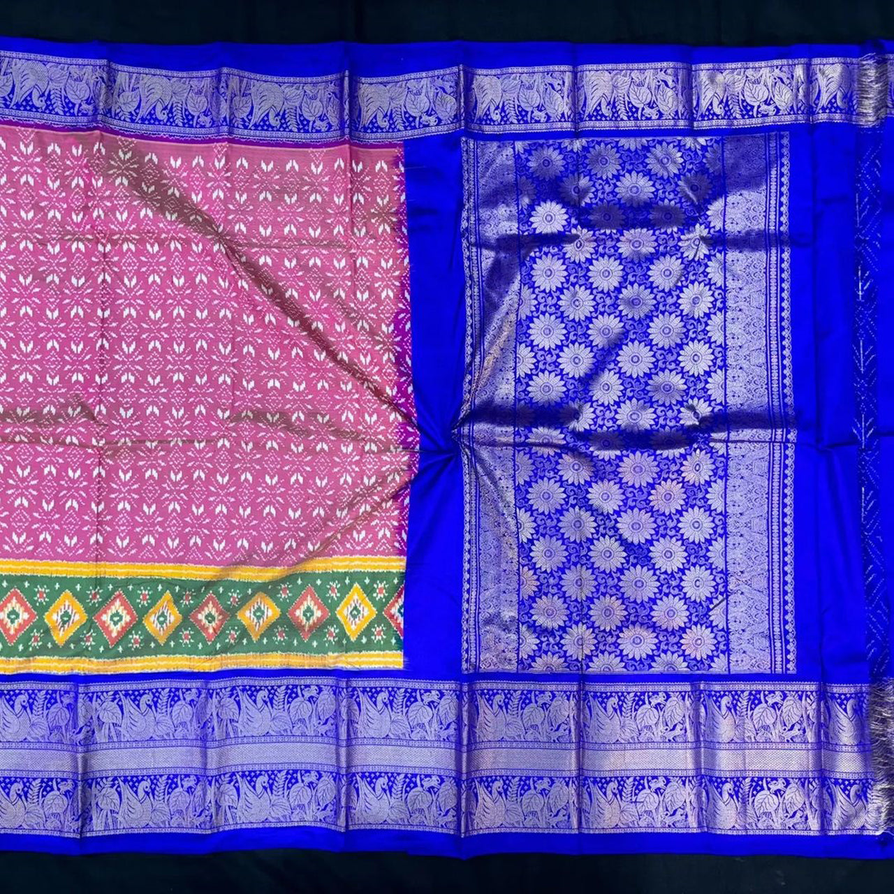 Stunning Purple Handloom Style Ikkat Printed Kanchi Silk Saree