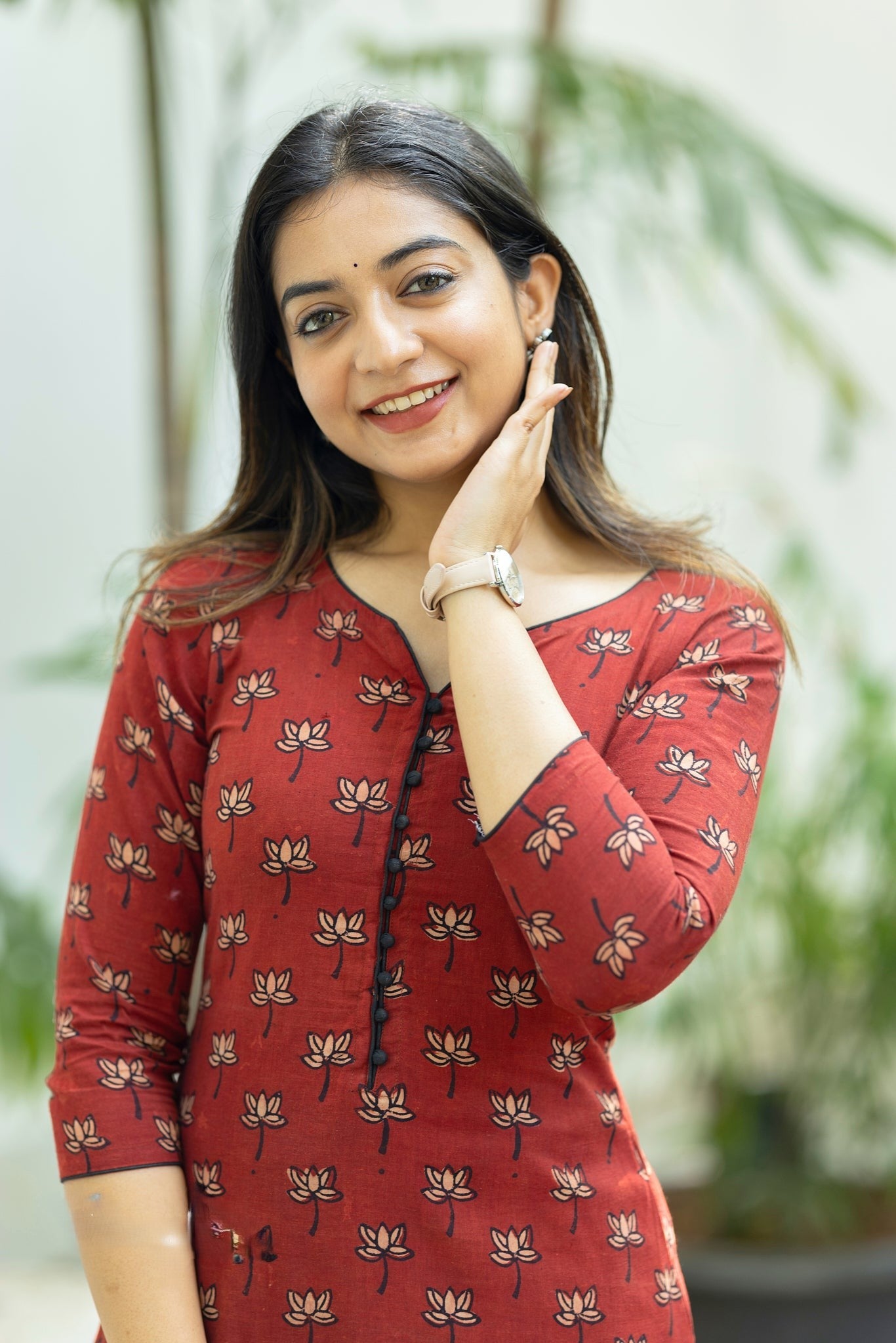Red Ajrakh Printed Cotton Co-ord Set | Ethnic Fusion Wear | Top & Bottom Set