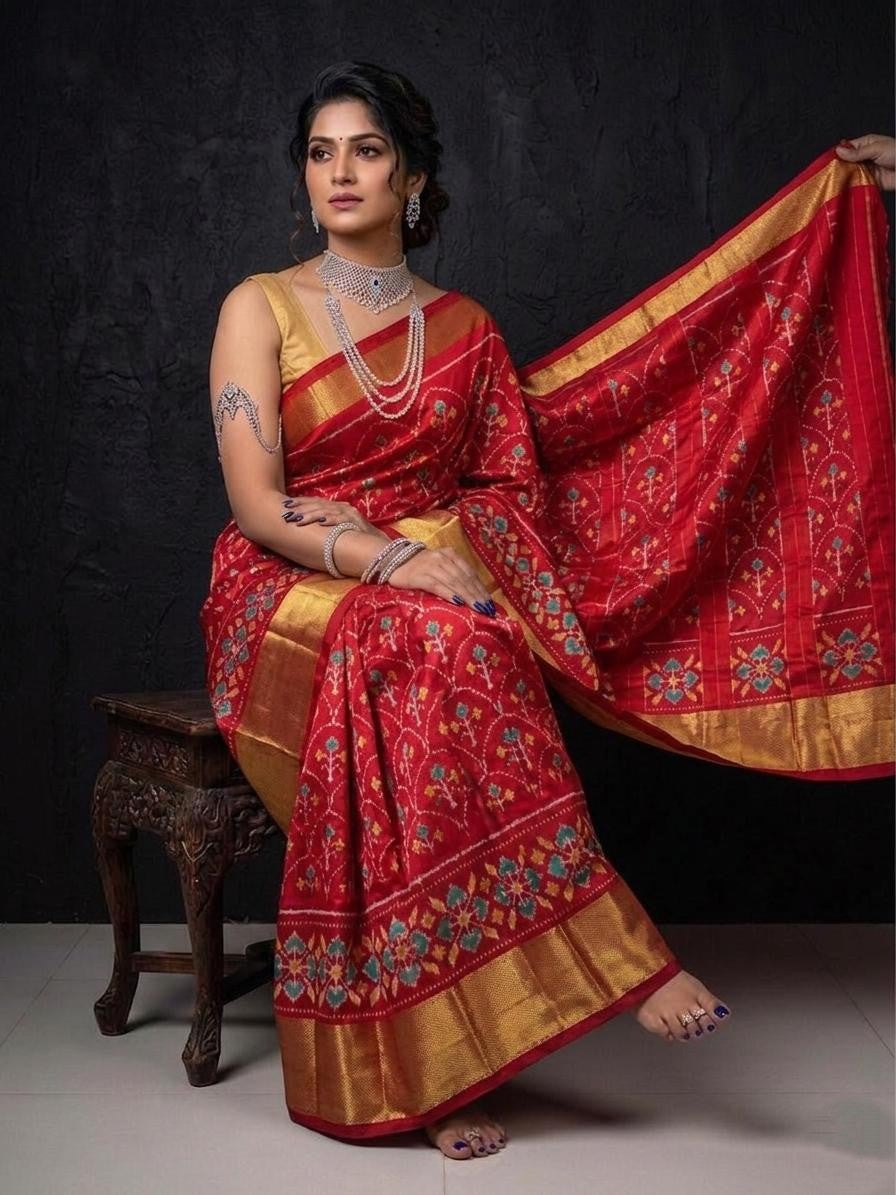 Red Golden Rich Pallu Handloom Kotha Silk Saree