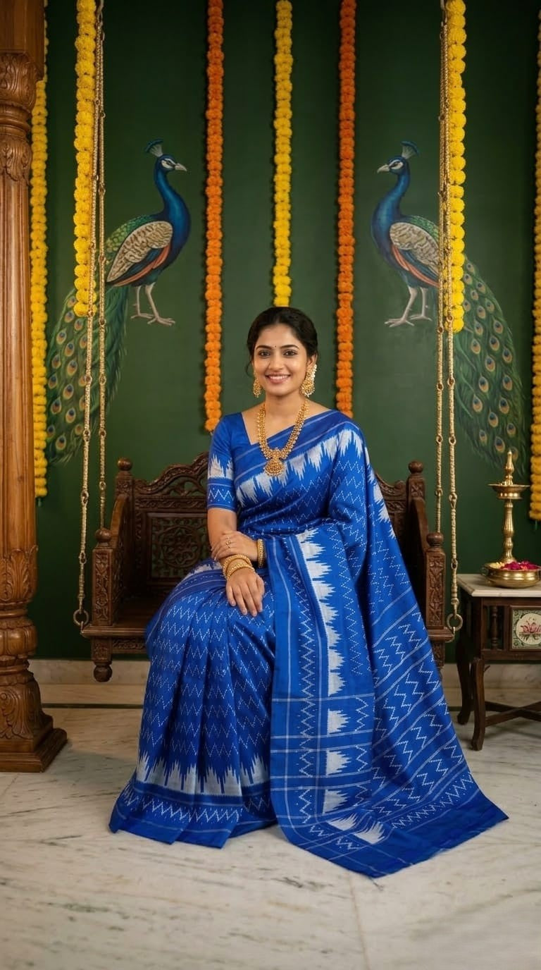 Royal Blue Barista Soft Silks Saree with Elegant Ethnic Weaving