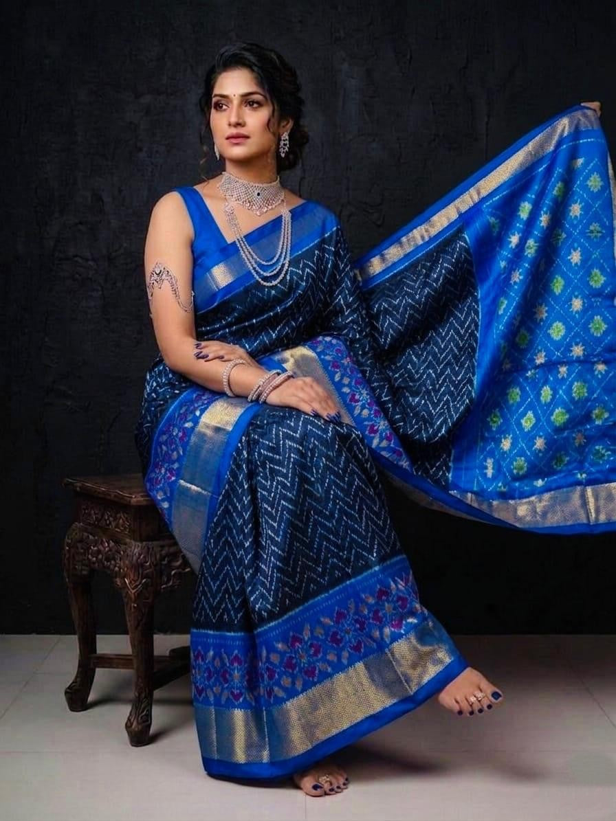 Royal Blue Elegant Rich Pallu Handloom Kotha Silk Saree