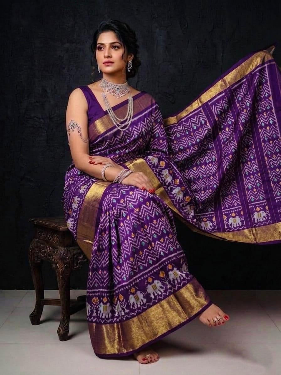 Royal Purple Classic Handloom Kotha Silk Saree