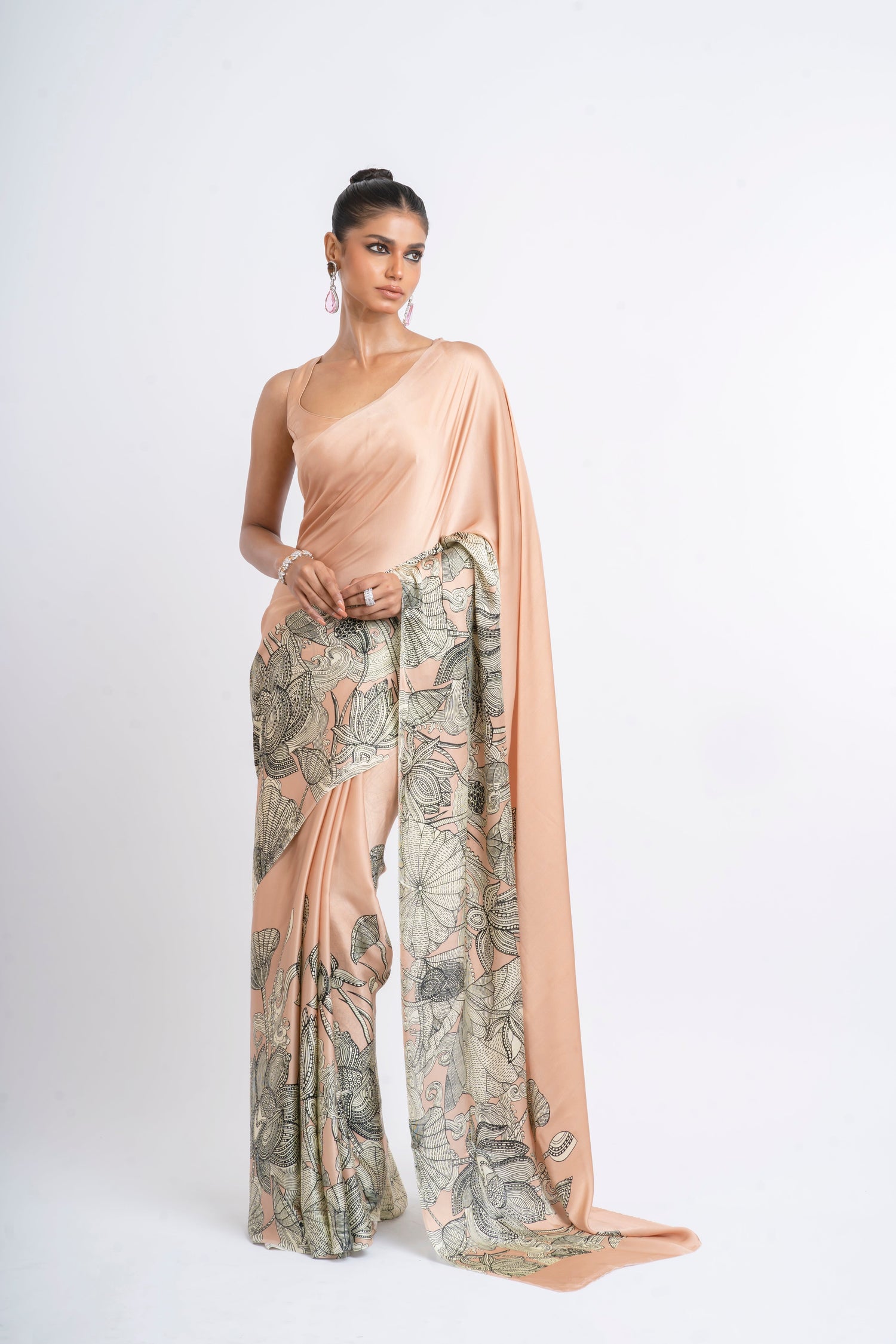 Buy Maya Blossom Pink Satin Silk Saree Online | Premvastra