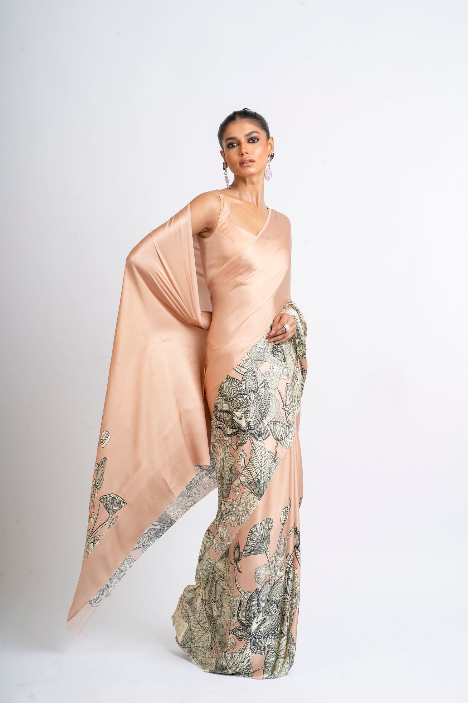 Buy Maya Blossom Pink Satin Silk Saree Online | Premvastra