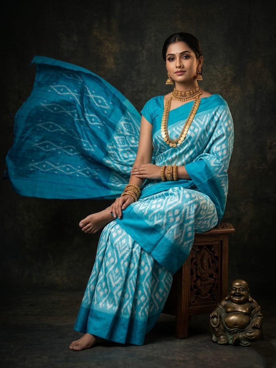 Sky Blue Barista Soft Silks Saree with Elegant Self Weaving Design