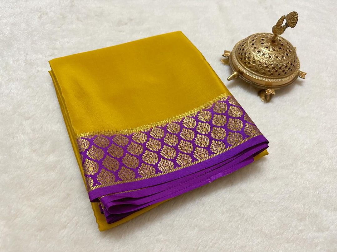 Beautiful Pure Mysore silk sarees having elegant contrast border 😍