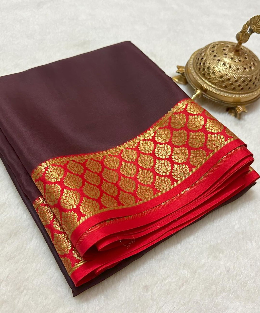 Beautiful Pure Mysore silk sarees having elegant contrast border