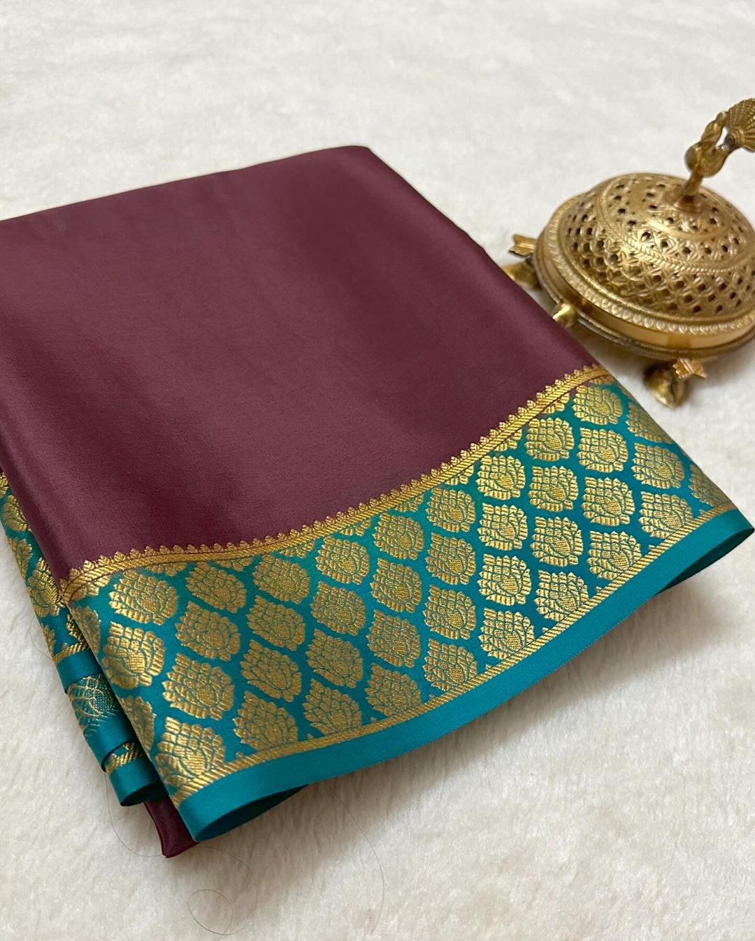 Traditional Indian Mysore Saree In Pure Soft Silk