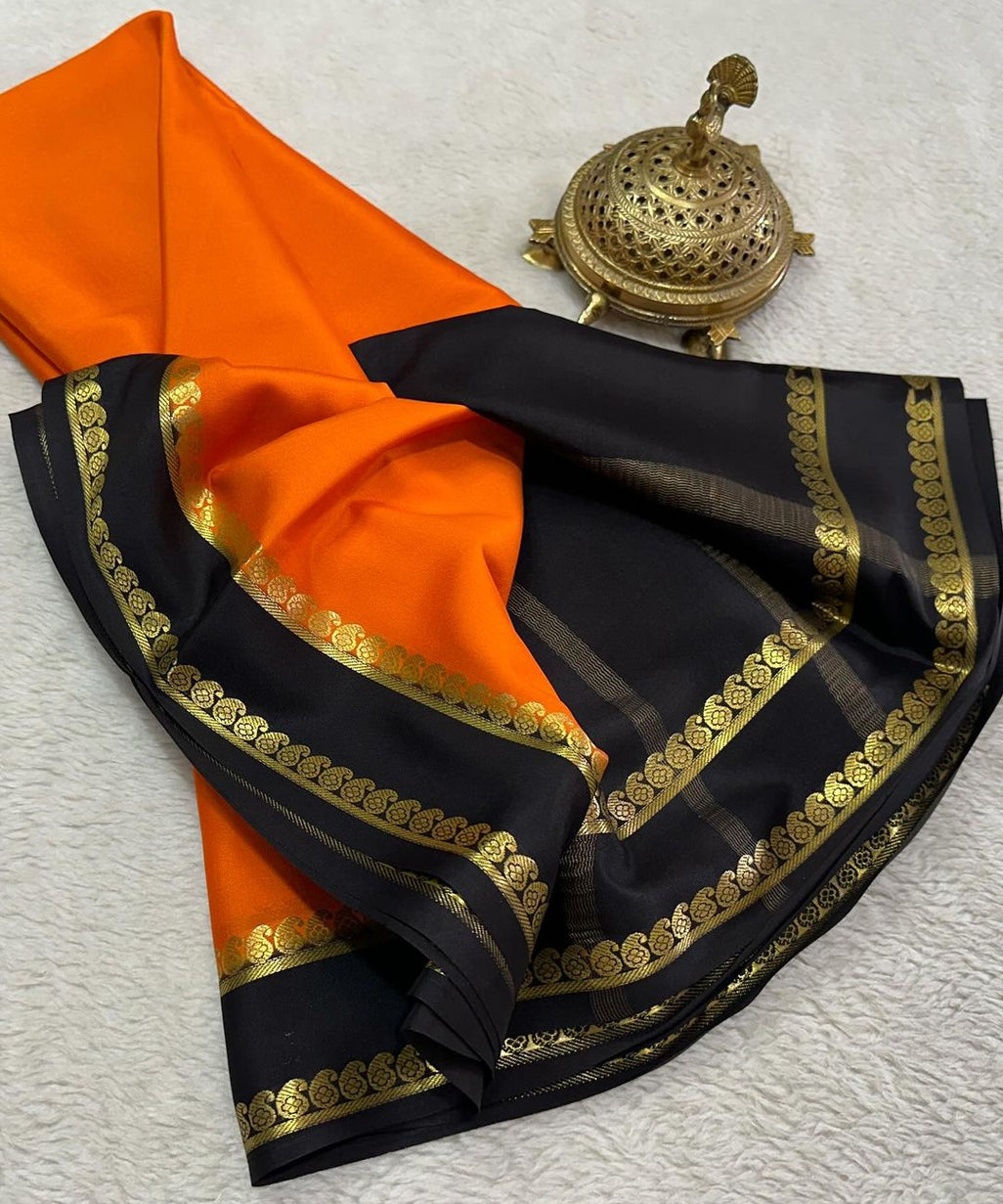 Beautiful Pure Mysore silk sarees having elegant contrast border