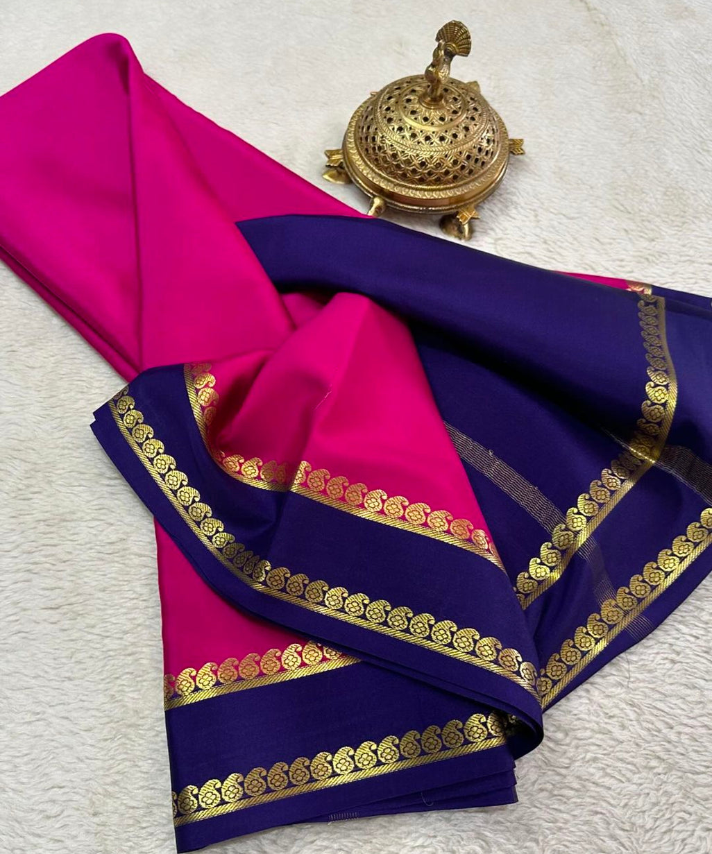 Beautiful Pure Mysore silk sarees having elegant contrast border