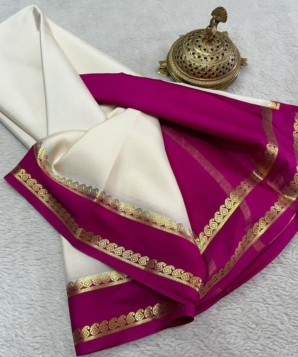 Beautiful Pure Mysore silk sarees having elegant contrast border