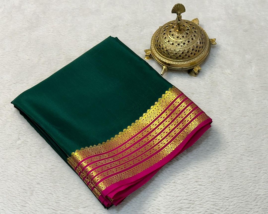 Beautiful Pure Mysore silk sarees having elegant contrast border 😍