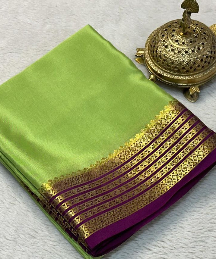 Beautiful Pure Mysore silk sarees having elegant contrast border