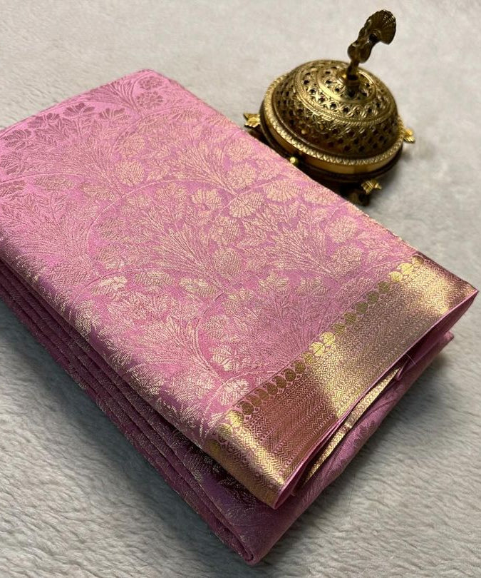 Grace in Every Fold: Mysore Brocade Silk Saree with Rich Pallu in Pink