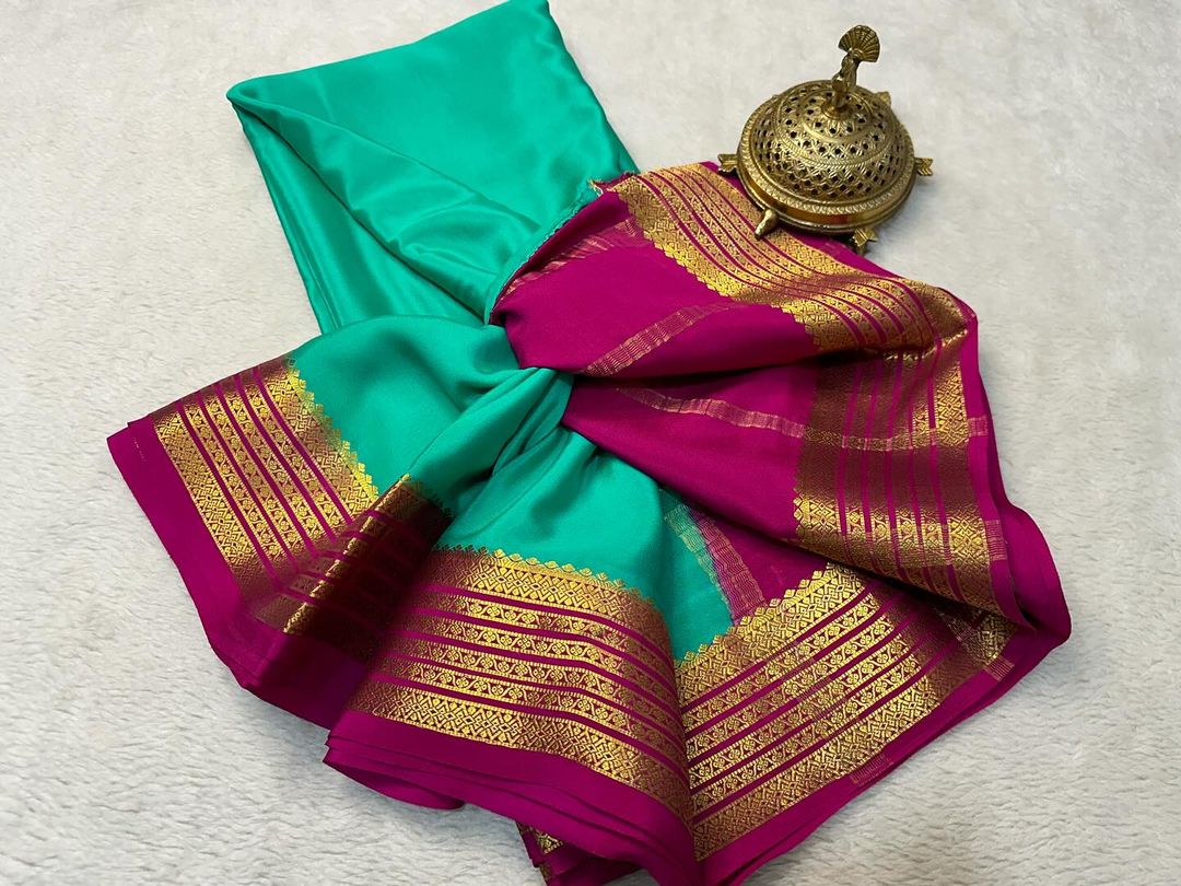 Fetching Traditional Mysore Silk Saree With Soft Feel And Contrast Edges