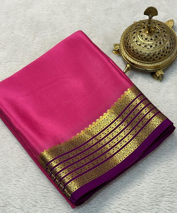 Beautiful Pure Mysore silk sarees having elegant contrast border