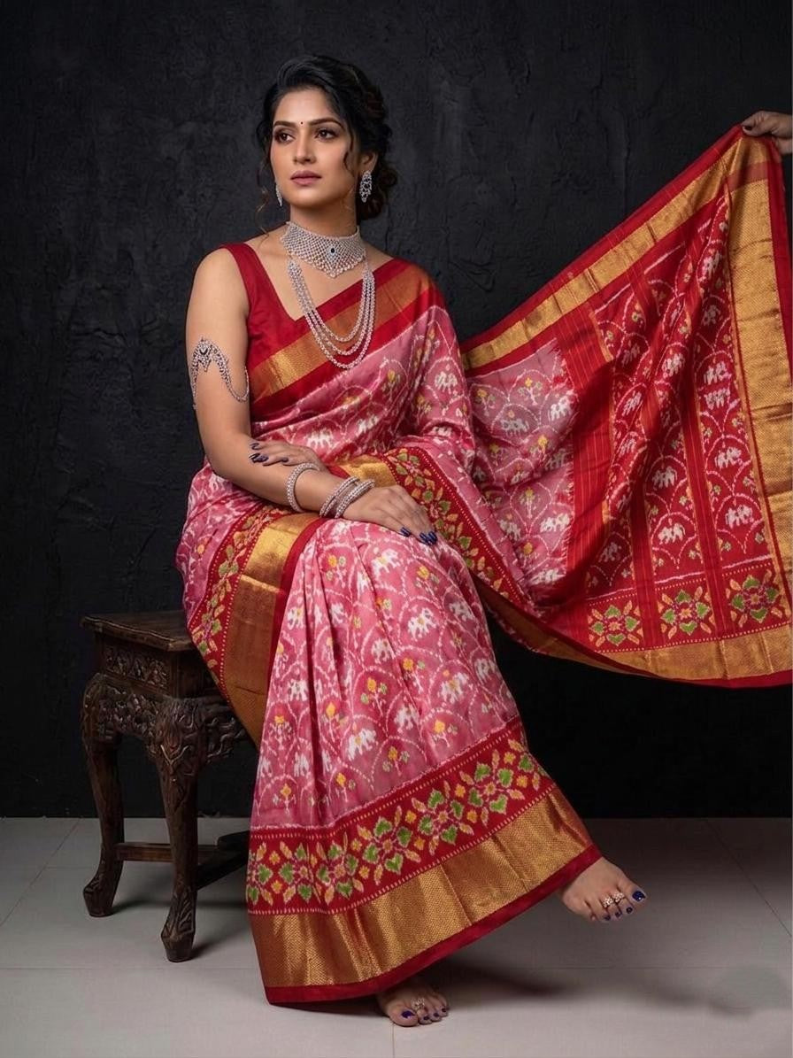 Soft Pink Rich Weaving Handloom Kotha Silk Saree
