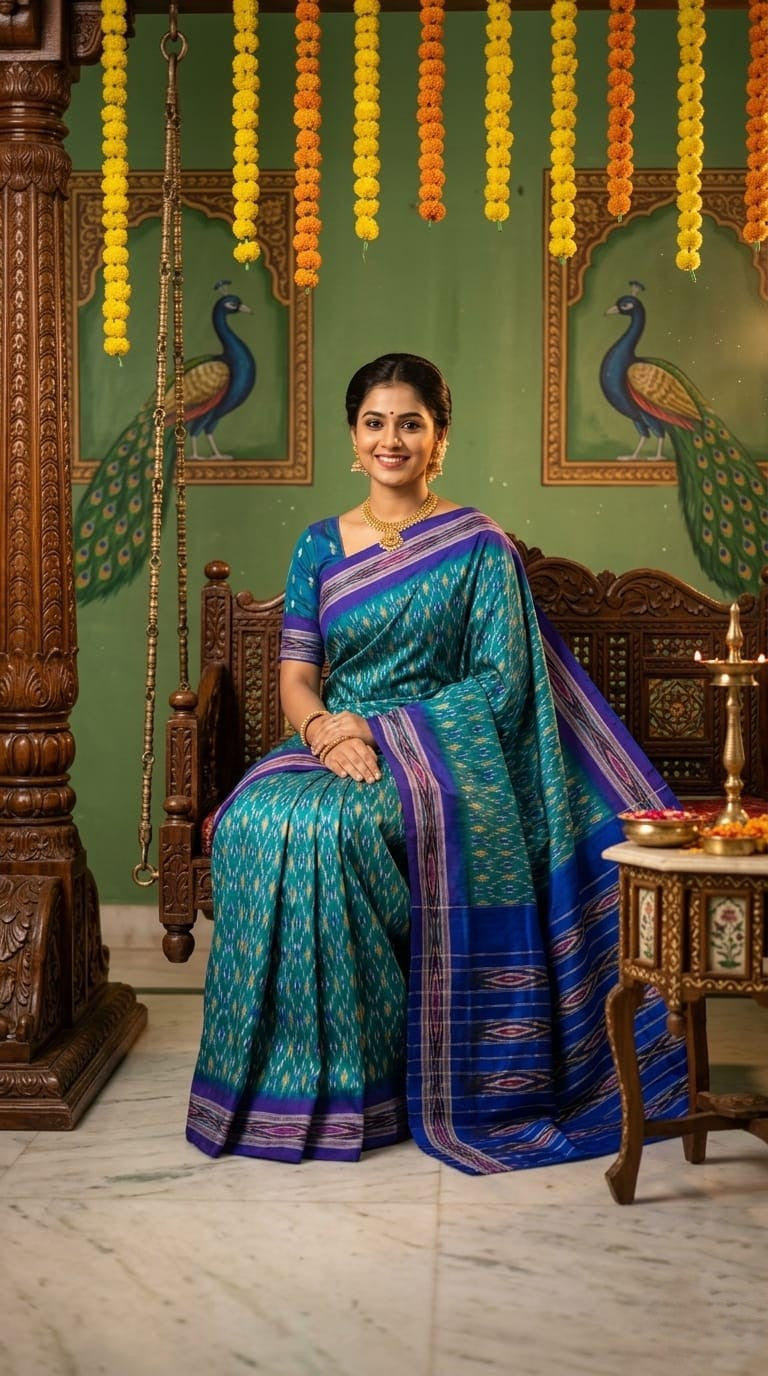 Turquoise Blue Barista Soft Silks Saree with Navy Blue Designer Pallu