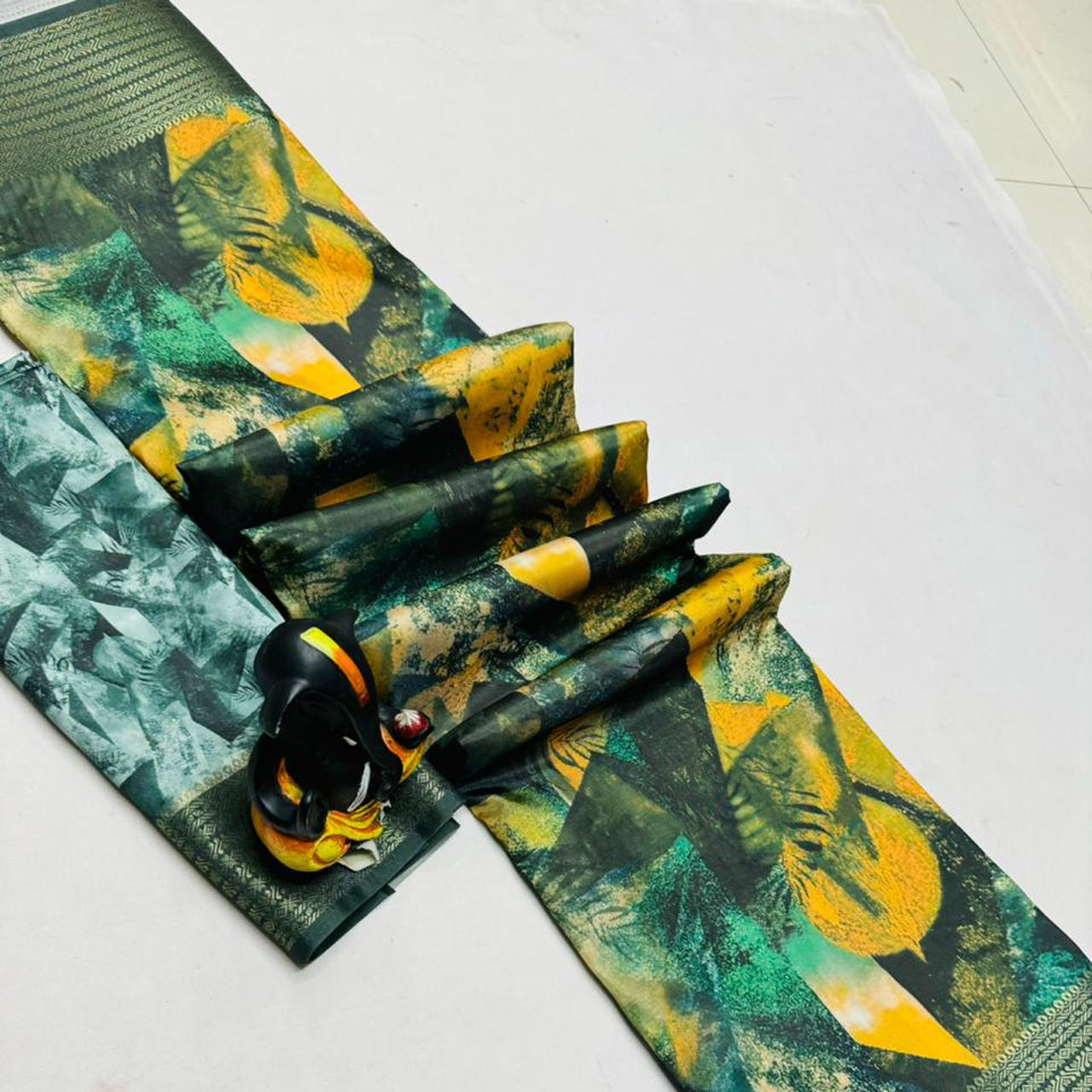 Stylish Multi Colour Butter Silk Saree With Digital Print
