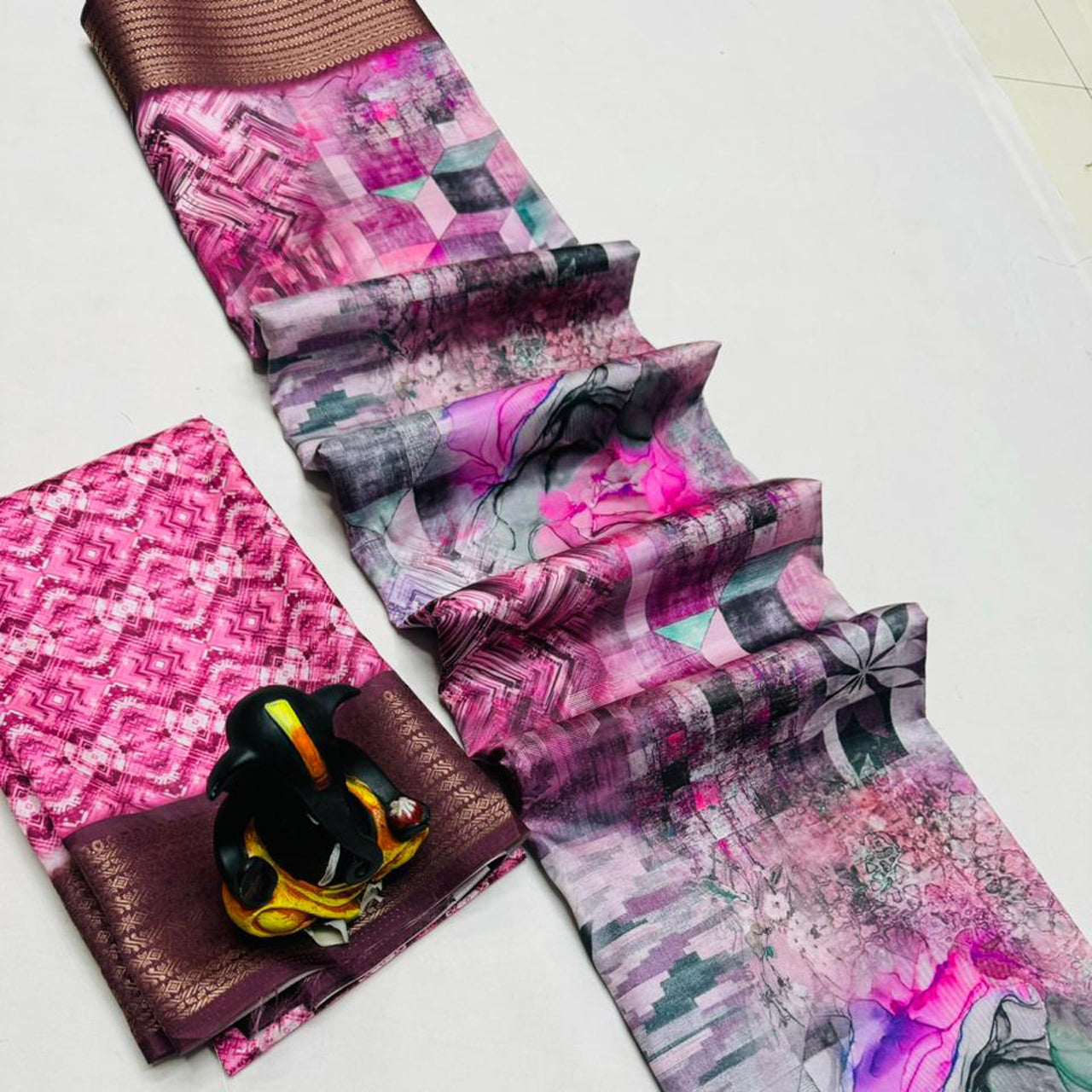 Charming Pink Traditional Look Silk Casual Saree