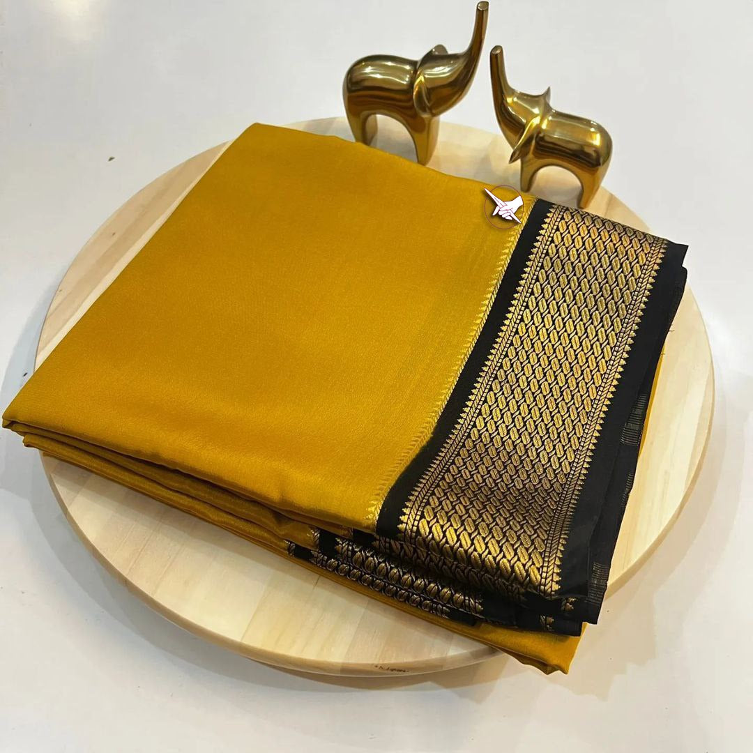 Classic Mysore Soft Silk Saree With Contrast Pallu And Blouse Material