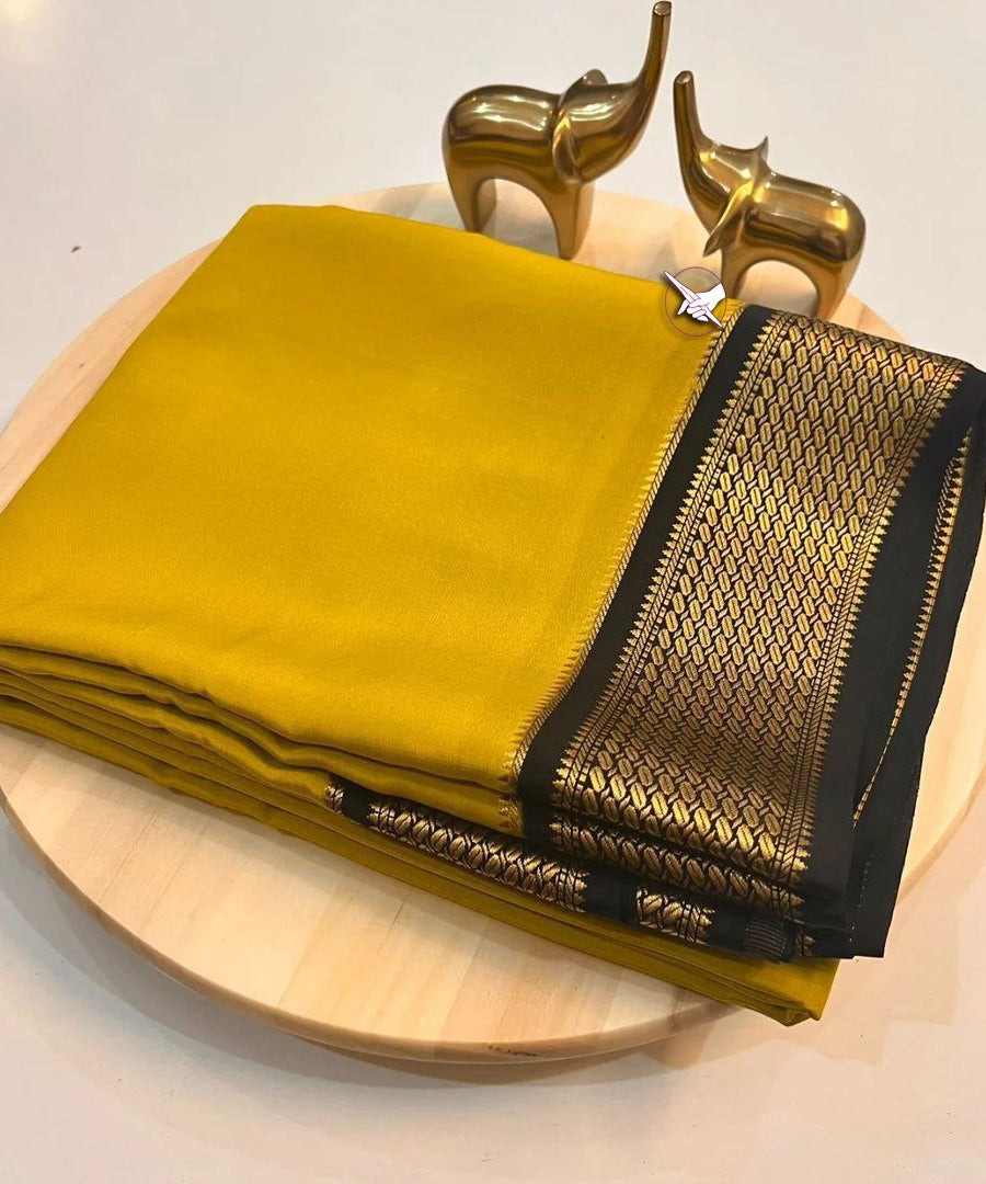 Beautiful Pure Mysore silk sarees having elegant contrast border
